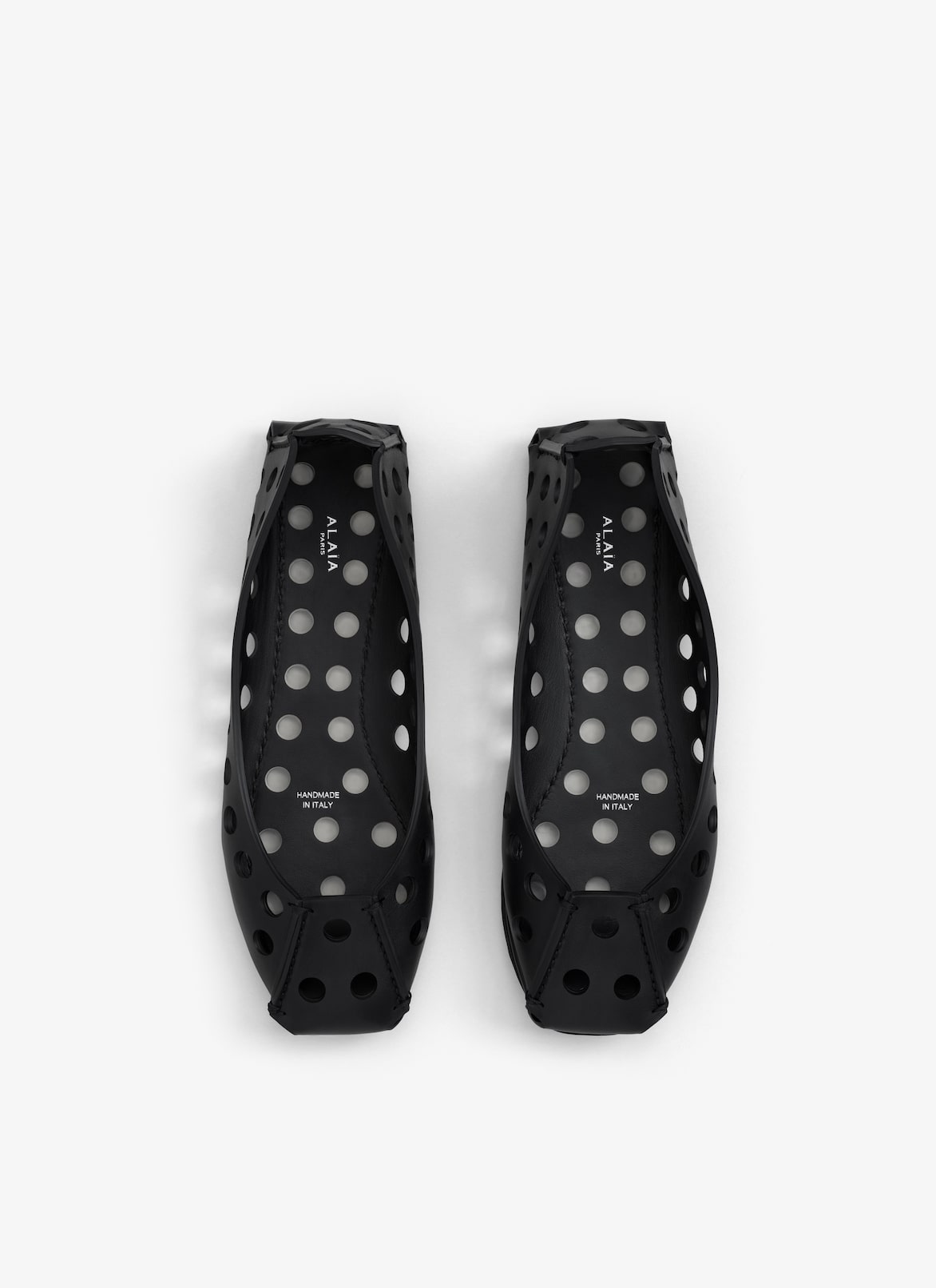 PERFO カーフスキン製 フラットバレエシューズ ALAÏA ブラック PERFO カーフスキン製 フラットバレエシューズ